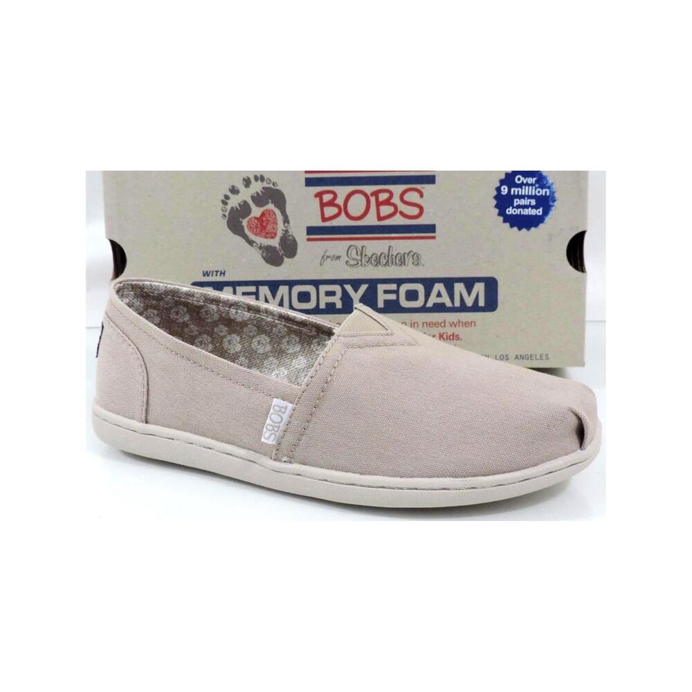 Skechers Bobs Spring Step Slip On Memory Foam Comfort Shoes Natural Size 7.5